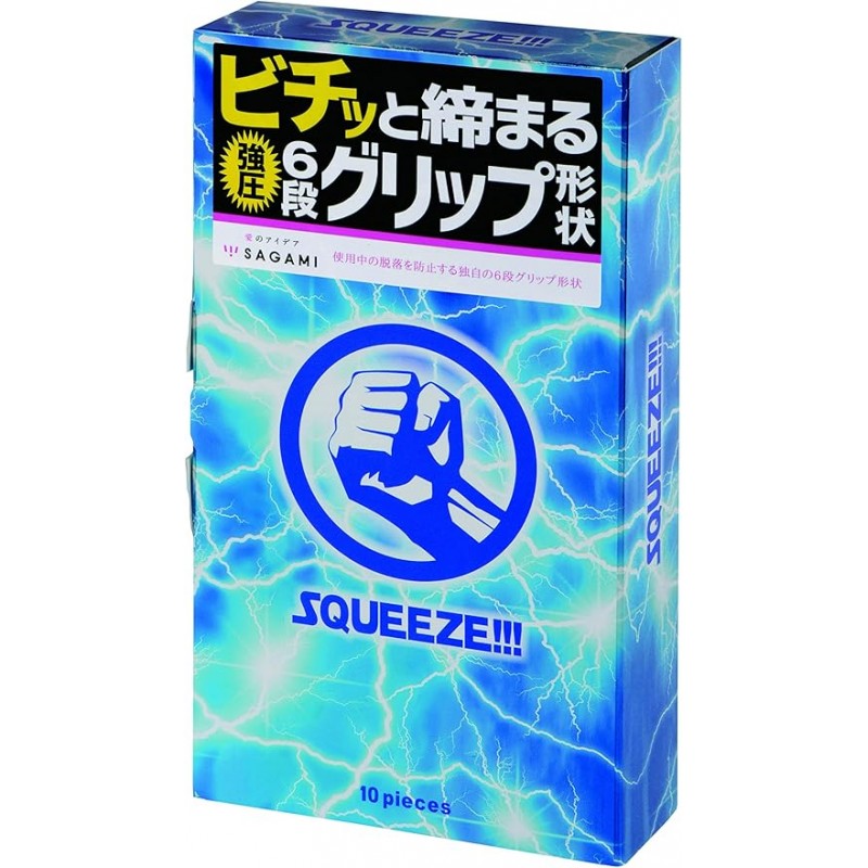 Latex-Kondome SAGAMI Squeeze (6 grips), 10 Stück