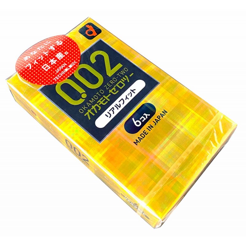 Preservativos de látex OKAMOTO 0.02 Real fit, 6 unidades