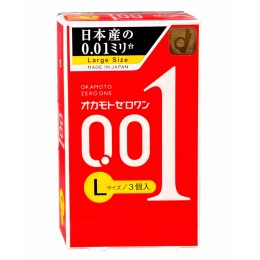 Polyurethane condoms OKAMOTO Zero One 0.01 Large size 3 pcs