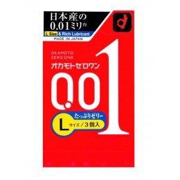 Polüuretaan kondoomid OKAMOTO Zero One 0.01 Rich Jelly Large size 3 PCS
