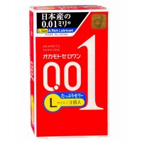 Polyurethane condoms OKAMOTO Zero One 0.01 Rich Jelly Large size 3 pcs