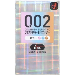 Kondoomid OKAMOTO 0.02 3 colors 6 PCS