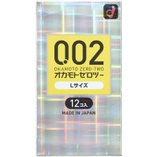Condones de látex OKAMOTO 0.02, talla grande, 12 unidades