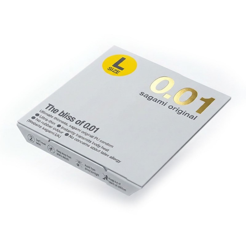 Condones de poliuretano SAGAMI Original 0.01 L-Size (talla grande), 1 unidad