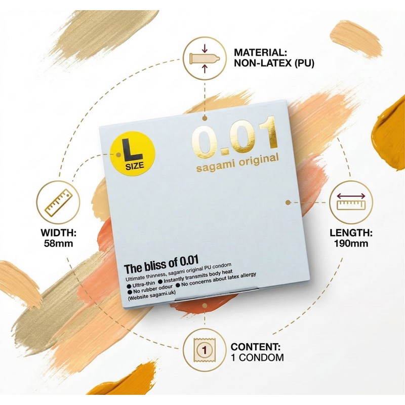 Condones de poliuretano SAGAMI Original 0.01 L-Size (talla grande), 1 unidad