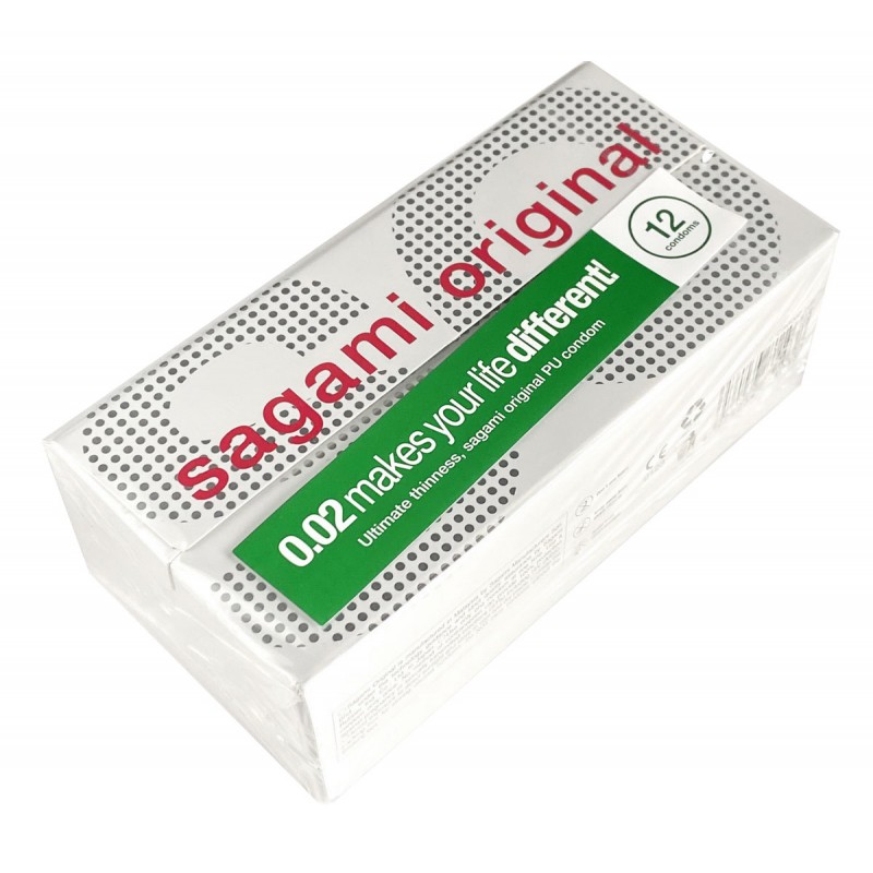 Condones de poliuretano SAGAMI Original 0.02, 12 unidades