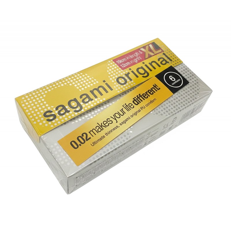 Preservativos de poliuretano SAGAMI Original 0.02 XL-Size (Aumentados) – 6 unidades