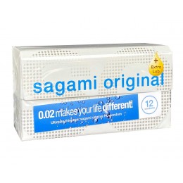 Полиуретановые презервативы SAGAMI Original 0.02 ExtraLub (12 шт.)