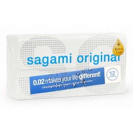 SAGAMI Original 0.02 ExtraLub Polyurethane Condoms (12 pcs)
