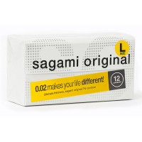 SAGAMI Original 0.02 L-Size Polyurethane Condoms (12 pcs)