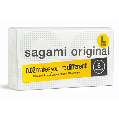 SAGAMI Original 0.02 L-Size Polyurethane Condoms (6 pcs) ⭐️ SAGAMI Original ⭐️ japancondoms.com